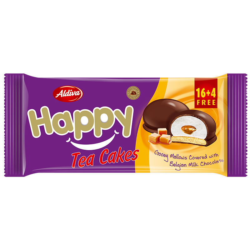 Happy Tea Mello Chocolate Coated & Caramel Filled Marshmallow Biscuits 120g