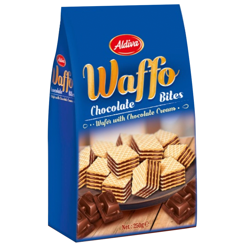 Waffo Bites Chocolate Cream Filling Cube Wafer 250g