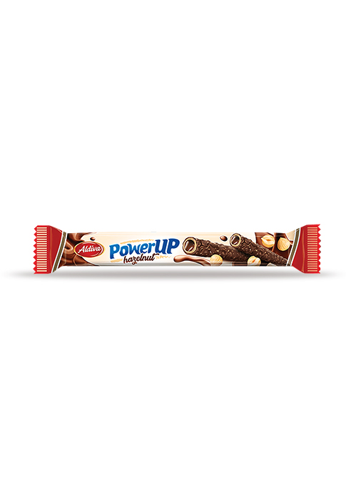 Power Up Sütlü Çikolata Kaplamalı Fındık Kremalı ve Parcacikli Rulo Gofret 26g