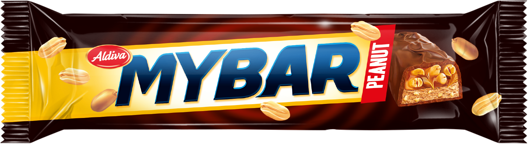 Mybar Cocoa Coated Peanut and Caramel Covered Bar 