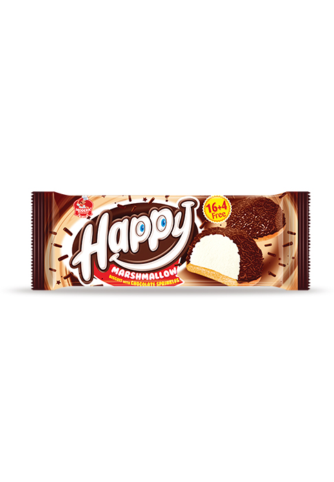 Happy Tea Cake Marshmallow Biscuits with Chocolate Granul Sprinkles 